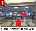 改札でて右(パン屋向かって右)