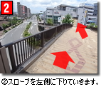 スロープを左側に下りていきます。