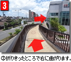 下りきったところで右に曲がります。